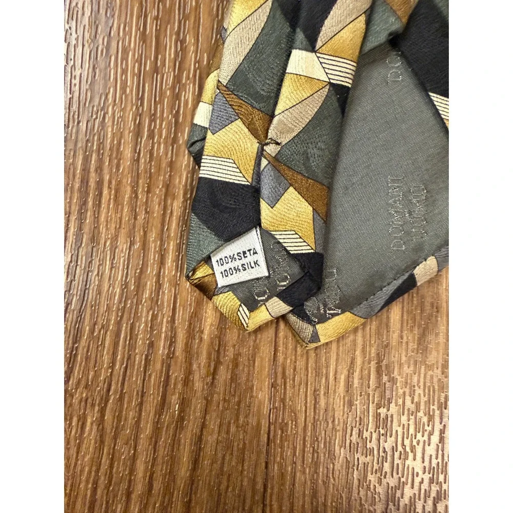 Domani Uomo Silk Tie Grey Gold Black Geometric Abstract Mens Necktie Business